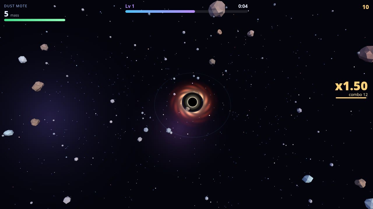 Early run: a small black hole swallowing dust and rocks
