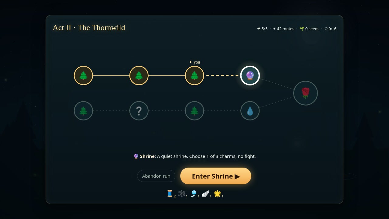 The branching night map for Act II